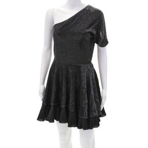 Just Cavalli Womens Textured One Shoulder Ruffled Dress Black Size 40